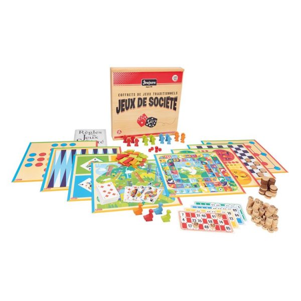 Vente flash 👏 JeuJura Coffret De Jeux De Société Traditionnels – Coffret En Bois : 150 Règles 🎉 1