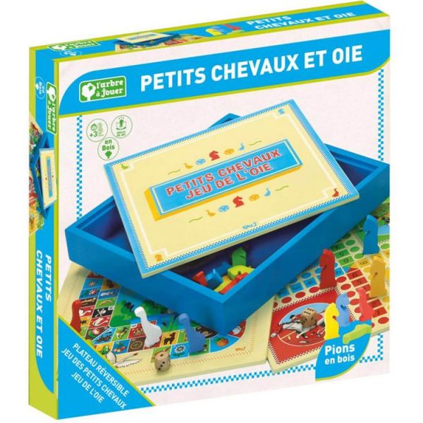 Bon marché 🔔 JeuJura Coffret En Bois Jeu Des Petits Chevaux Et De L’oie ✔️ 1