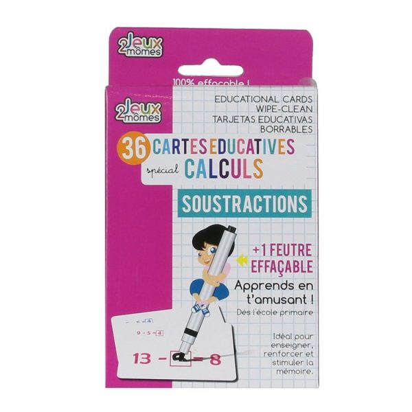 Sortie ✨ Jeux 2 Momes 36 Cartes éducatives Mathématique – Soustraction ✔️ 1